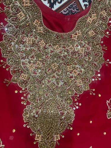 Bridal chiffon red Dress with Embroidery work