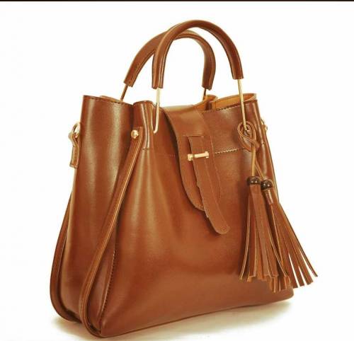 Alexa 3 piece Handbags with brown color leather 