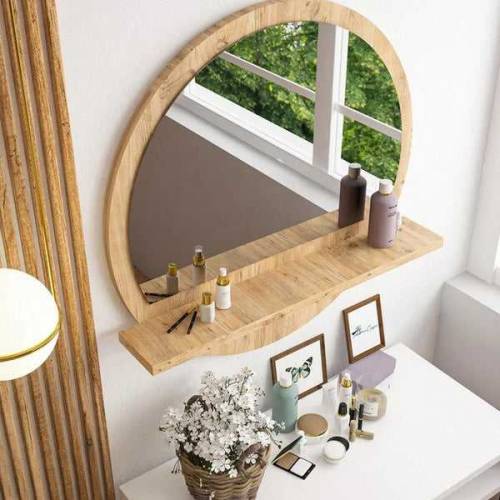 Round Wall Decor Mirror with Shelf for your Livingroom/bath