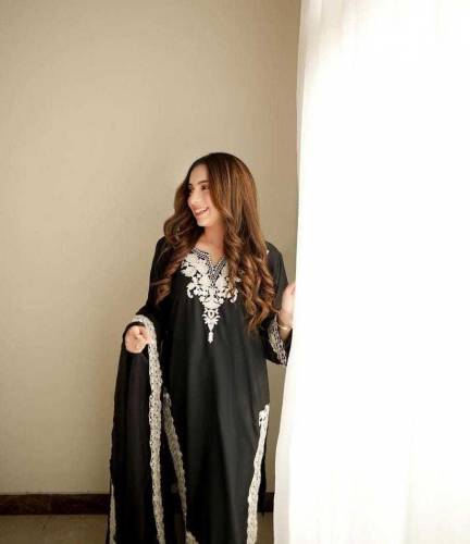 3 Pcs Women's Stitched Organza Embroidered Suit