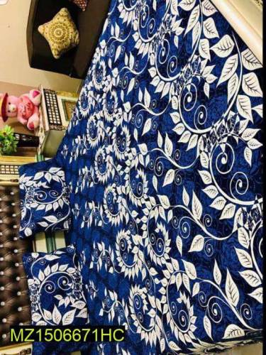 3 pce crystal cotton printed double bedsheet 