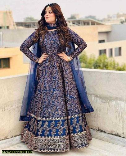 3 Pcs Women's Stitched Kattan Silk Printed Maxi