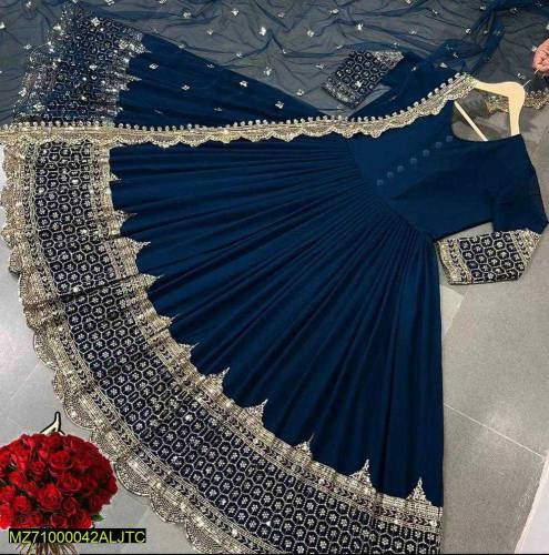 3Pc Women Stitched full Embroidered Chiffon Maxi.