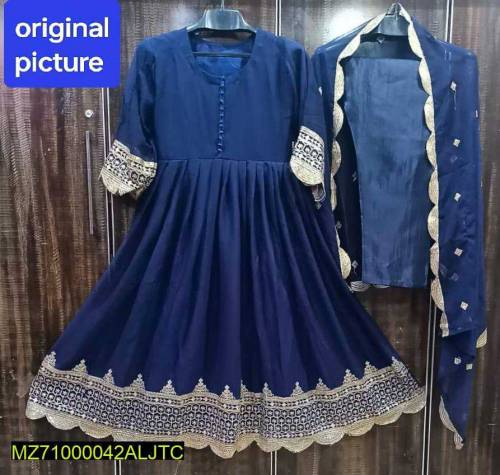 3Pc Women Stitched full Embroidered Chiffon Maxi.