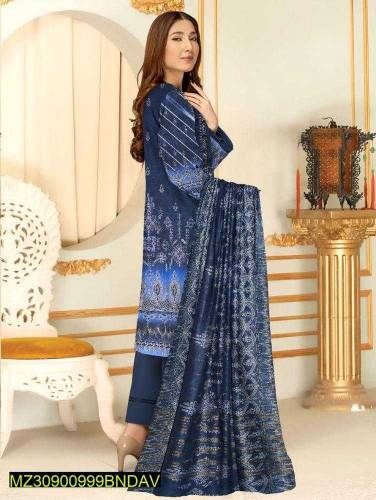 3 Pcs Women's UnStitched Lawn Embroidered Suit