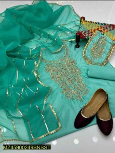Women's Unstitched Organza 3 PCs suit