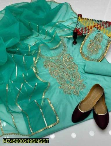 Women's Unstitched Organza 3 PCs suit