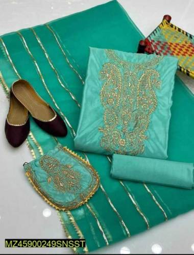 Women's Unstitched Organza 3 PCs suit