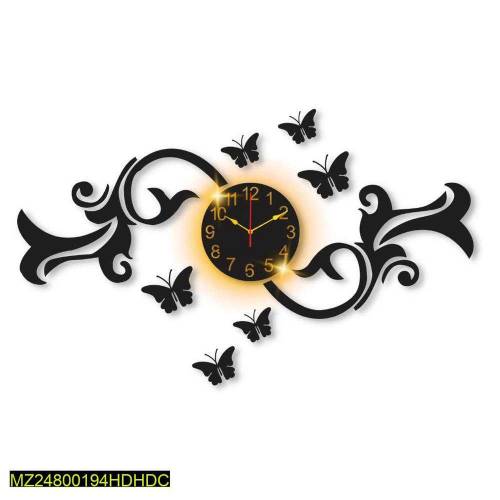 Butterfly Design Laminated Wall Clock With Backlight