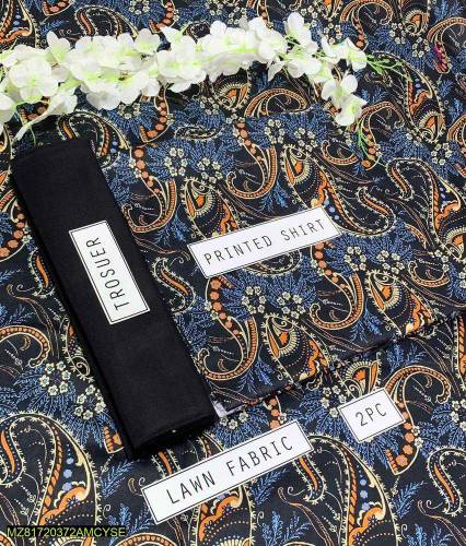 2PC woman Lawn Unstitched Suit Best Price Summer Collection.