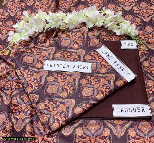 2PC woman Lawn Unstitched Suit Best Price Summer Collection.