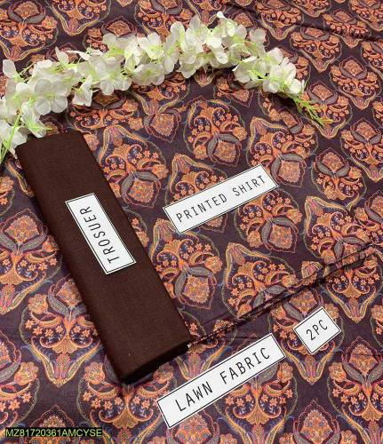 2PC woman Lawn Unstitched Suit Best Price Summer Collection.