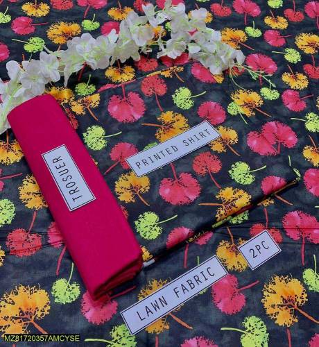 2PC woman Lawn Unstitched Suit Best Price Summer Collection.