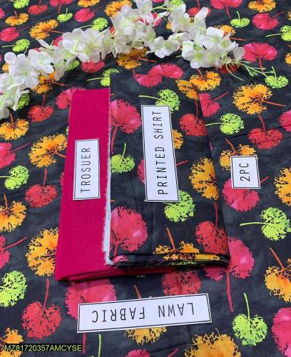 2PC woman Lawn Unstitched Suit Best Price Summer Collection.