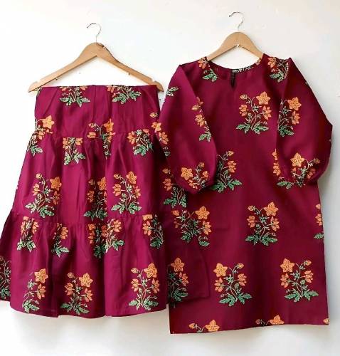 2 Pcs Women's Stitched Linen Printed Suit 