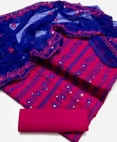 Lawn Cotton Shirt Dupatta Plain Lawn Trouser 3Pc Dress