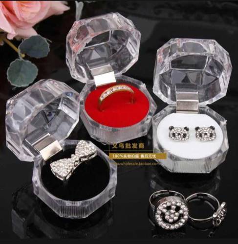 Crystal Ring Box with New Fashion Double Leaf Ring For Girls