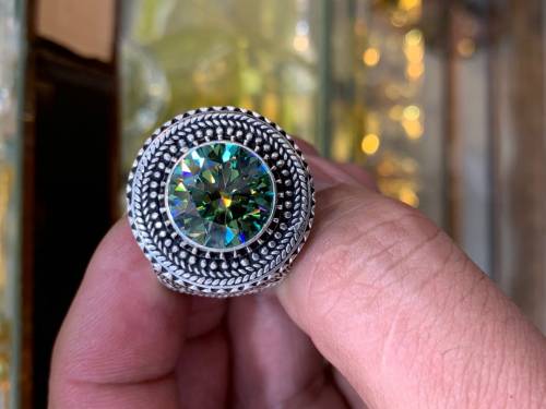 Moissanite Diamond In Silver Handmade Ring 
