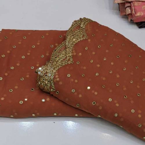  3pc 9mm cutwork shafon embroidery2.5 shirt2.5 Dupta borderPlan