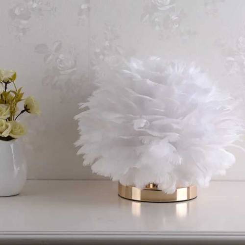 Feather Table Lamp Bedroom Bedside Light Luxury Ins Creative Warm And 
