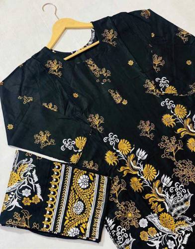 2 pic stitched linen printed suit