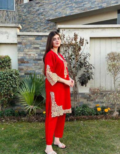 two piece women cotton embroidered dress for women girls 