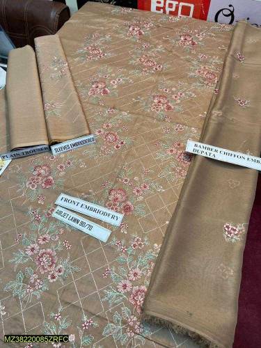 3 pcs Unstitched Suit 