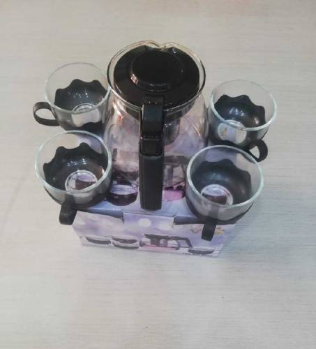 infuser glass kettle with 4 cups set 