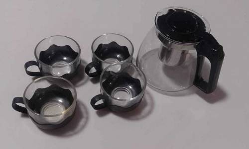 infuser glass kettle with 4 cups set 