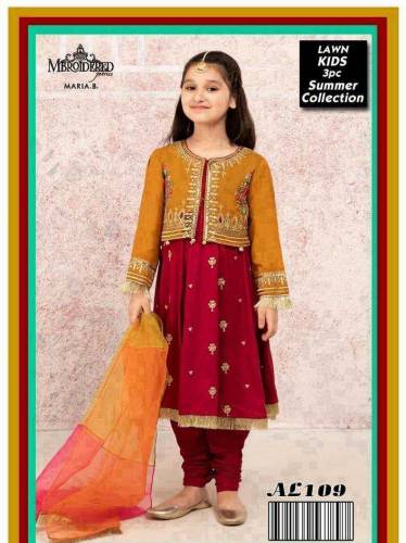 3 pac girl's Unstitched lawn Embroidered suit 