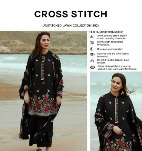 3 pcs Women's  UnStitched Lawn Embroidered Suit