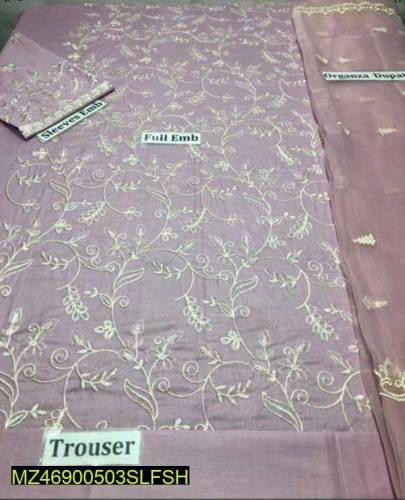 3pcs woman's unstitched lawn embroidered suit 