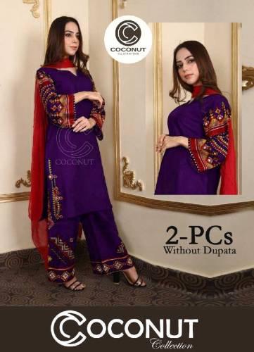 Sleeves Daman Embroidered with Embroidered Trouser 2pcs