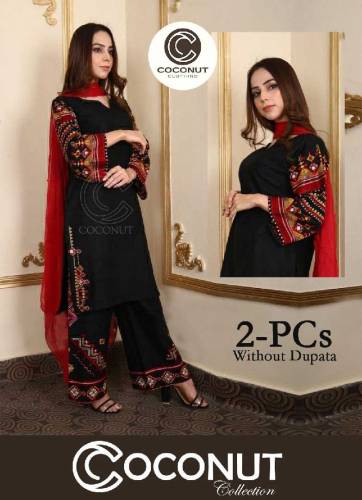 Sleeves Daman Embroidered with Embroidered Trouser 2pcs