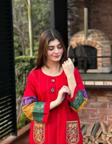 2 pcs women's stitched cotton Embroidered shirt and trouser