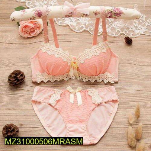 cotton net lace work padded bikini set