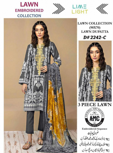 Womens unstitched 3pc lawn print suite 