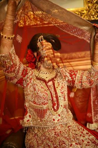 bridal dress Rose red colour