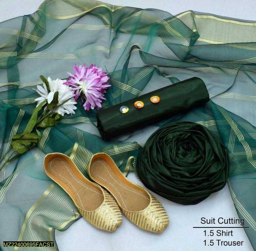 3 pcs Women's Unstitched Fancy Silk Plain siut