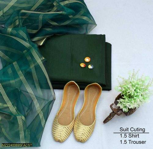 3 pcs Women's Unstitched Fancy Silk Plain siut