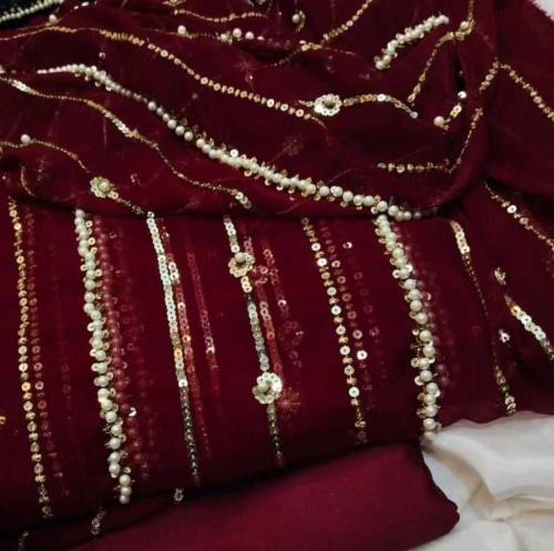*CHIFFON MOTI COLLECTION **CHIFFON EMBROIDED Handwork  Shirt* *CHIFFON