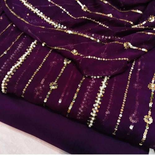 *CHIFFON MOTI COLLECTION **CHIFFON EMBROIDED Handwork  Shirt* *CHIFFON