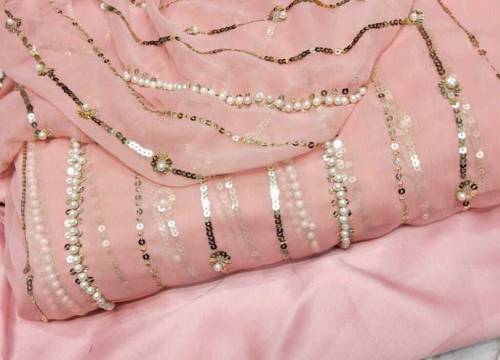 *CHIFFON MOTI COLLECTION **CHIFFON EMBROIDED Handwork  Shirt* *CHIFFON