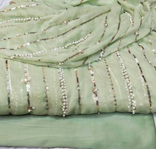*CHIFFON MOTI COLLECTION **CHIFFON EMBROIDED Handwork  Shirt* *CHIFFON