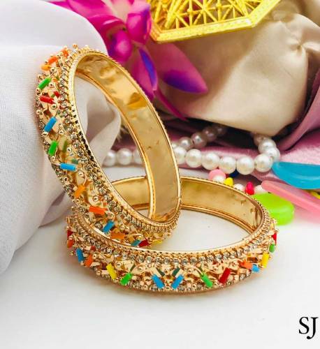metallic menakari multi beads karay