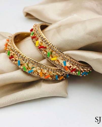 metallic menakari multi beads karay