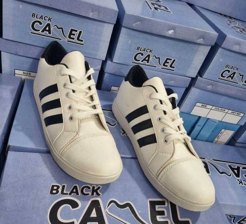 white Sneakers with black stripes comfortable and best quality