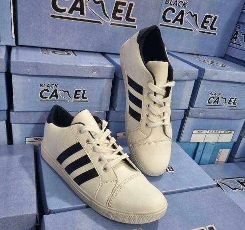 white Sneakers with black stripes comfortable and best quality