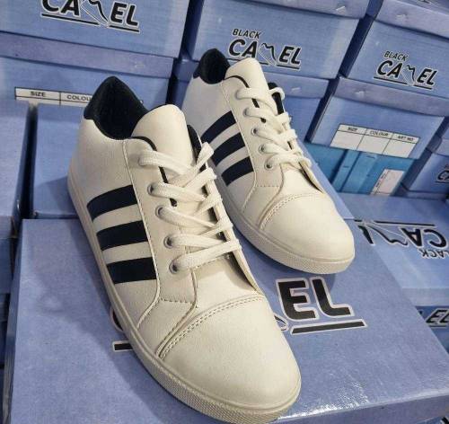 white Sneakers with black stripes comfortable and best quality