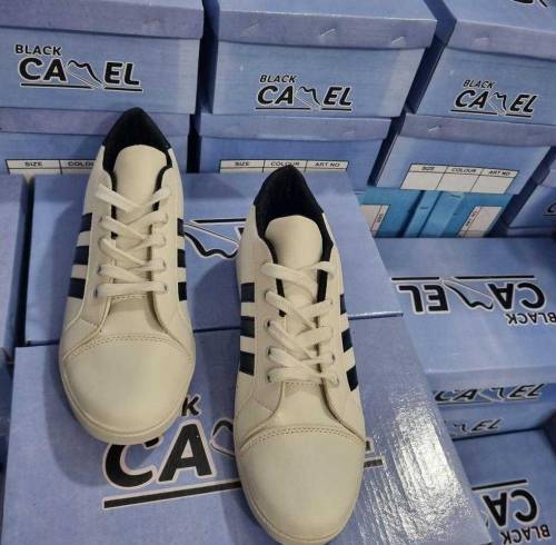 white Sneakers with black stripes comfortable and best quality